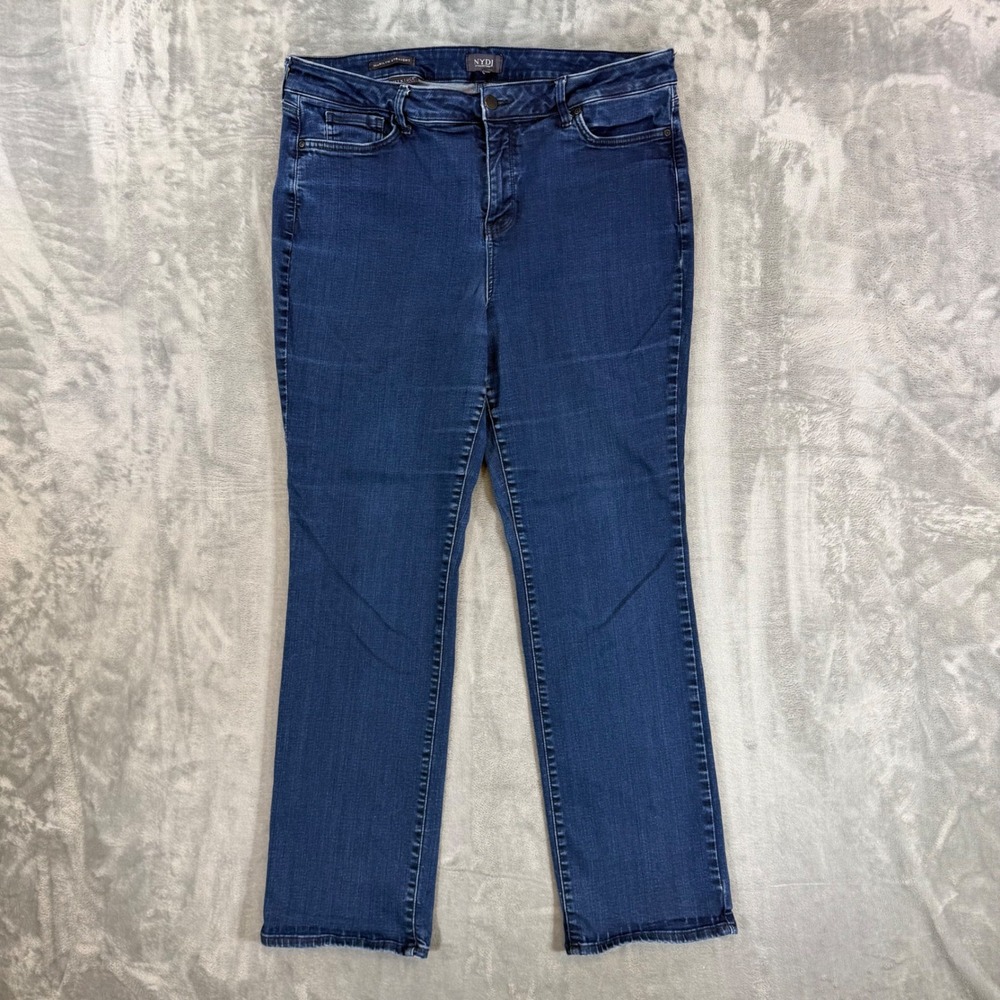 NYDJ Marilyn Straight Leg Jeans Womens Size 18 Plus Blue Dark Wash Denim